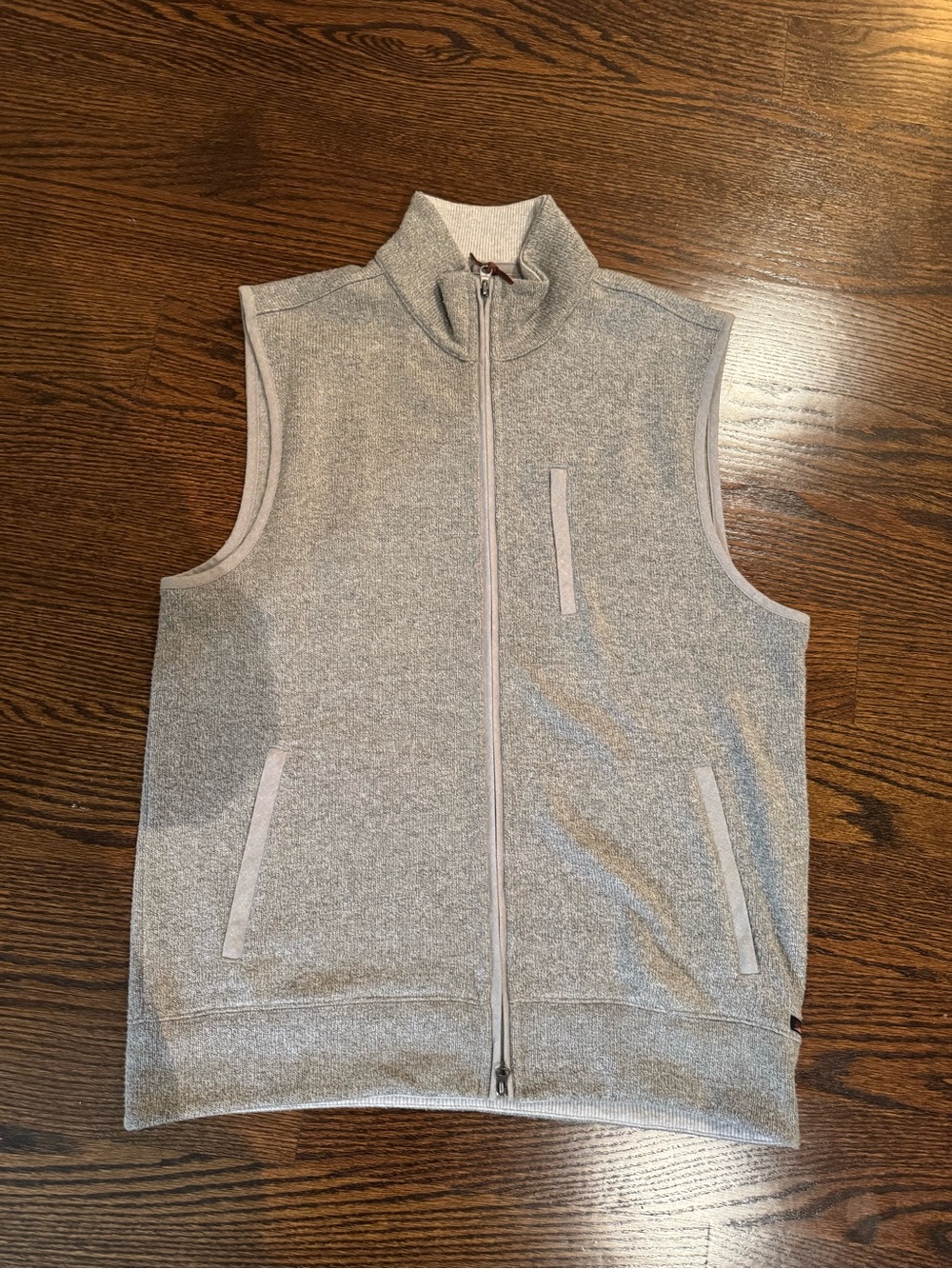 Faherty Light Gray Full-Zip Terry Vest